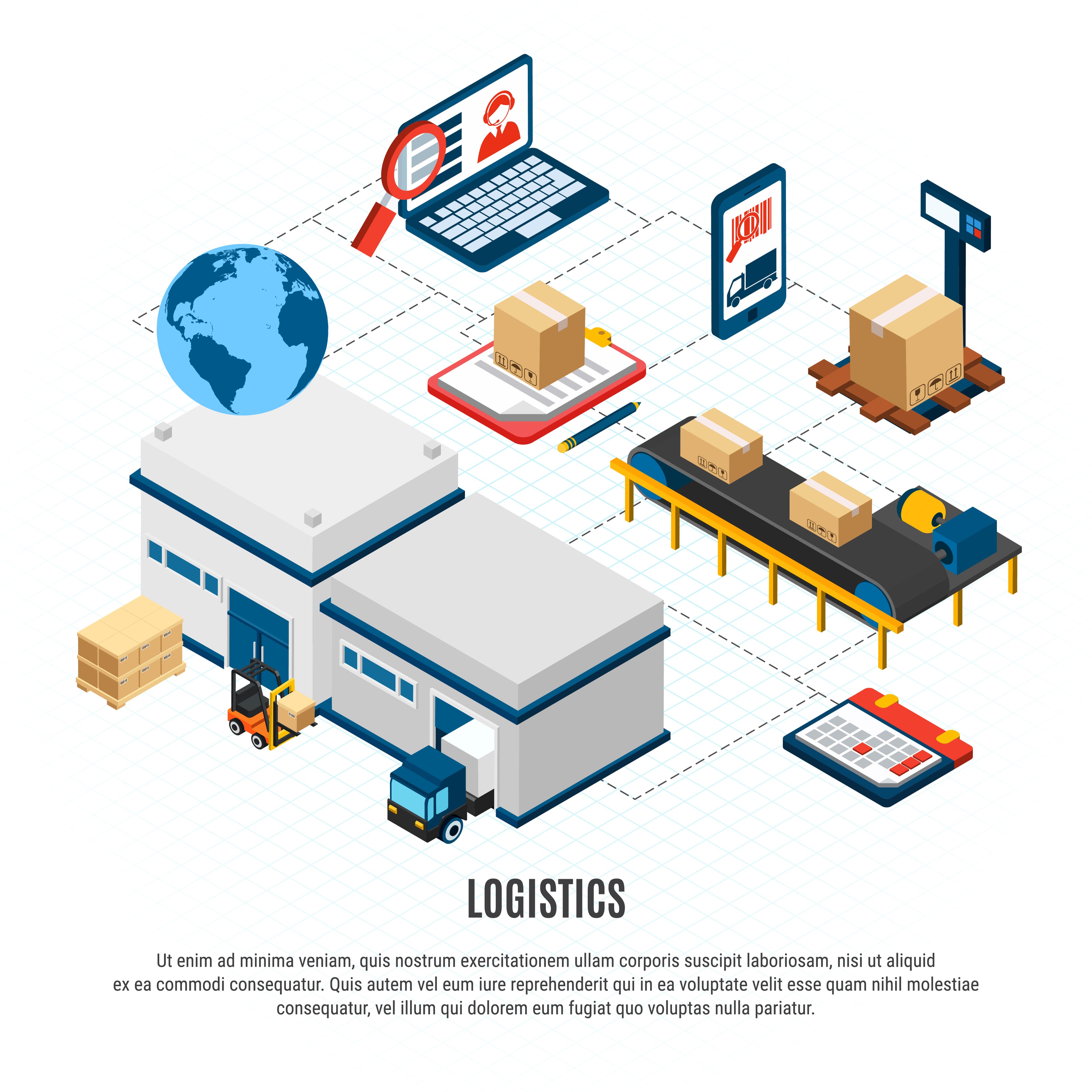 Isometric warehouse logistics illustration